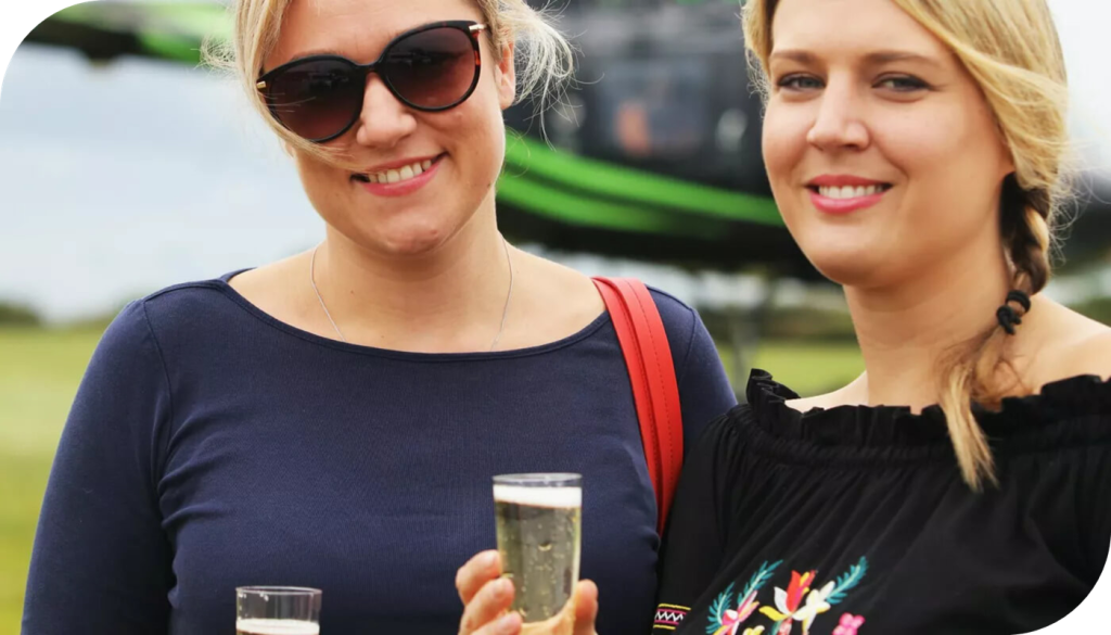 Celebrating a Helicopter Ride over Sandown